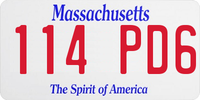 MA license plate 114PD6