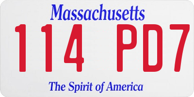 MA license plate 114PD7