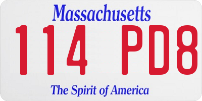MA license plate 114PD8