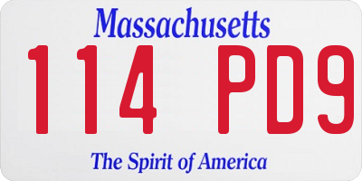 MA license plate 114PD9