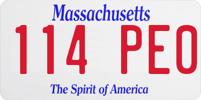 MA license plate 114PE0