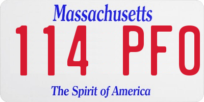 MA license plate 114PF0