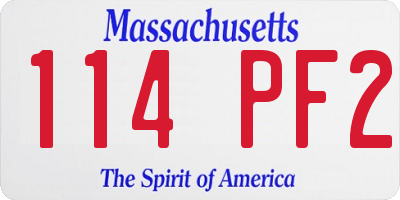 MA license plate 114PF2