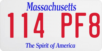 MA license plate 114PF8