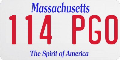 MA license plate 114PG0