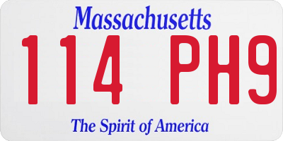 MA license plate 114PH9