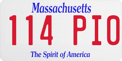 MA license plate 114PI0