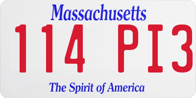 MA license plate 114PI3