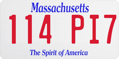 MA license plate 114PI7