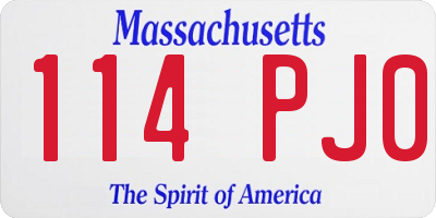 MA license plate 114PJ0