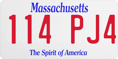 MA license plate 114PJ4