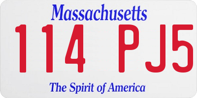MA license plate 114PJ5