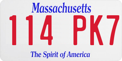MA license plate 114PK7