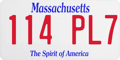 MA license plate 114PL7