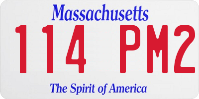 MA license plate 114PM2