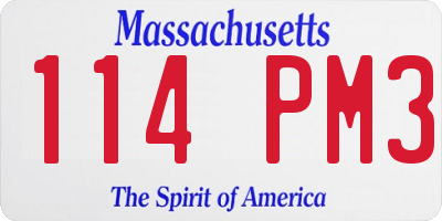 MA license plate 114PM3