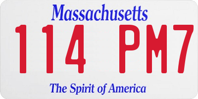 MA license plate 114PM7