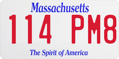 MA license plate 114PM8