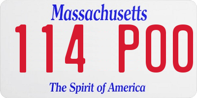 MA license plate 114PO0