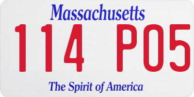 MA license plate 114PO5
