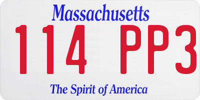 MA license plate 114PP3