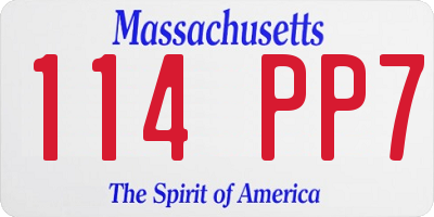 MA license plate 114PP7