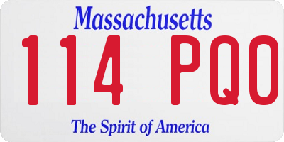 MA license plate 114PQ0
