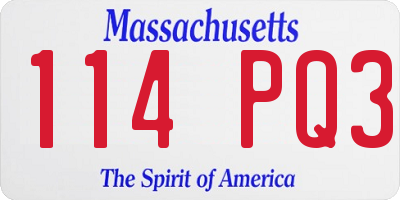 MA license plate 114PQ3