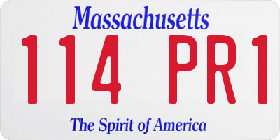 MA license plate 114PR1