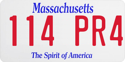 MA license plate 114PR4