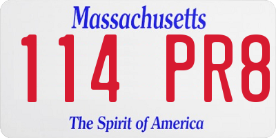 MA license plate 114PR8