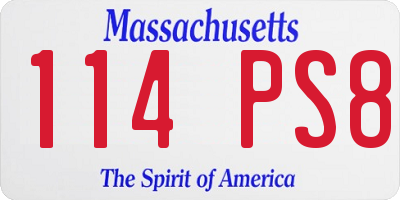 MA license plate 114PS8