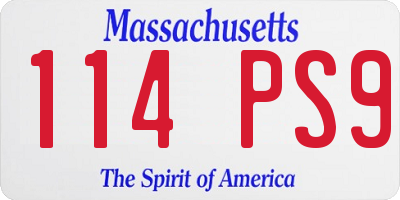 MA license plate 114PS9