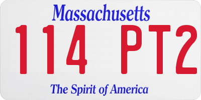 MA license plate 114PT2