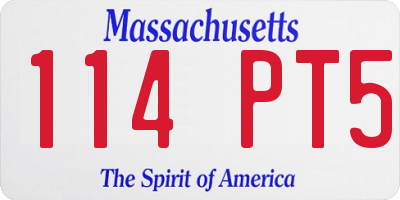 MA license plate 114PT5