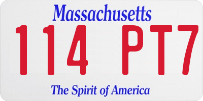 MA license plate 114PT7