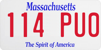 MA license plate 114PU0