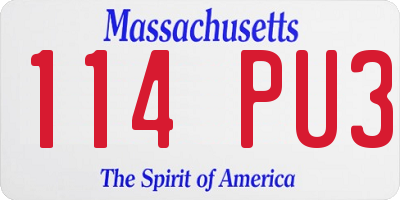MA license plate 114PU3