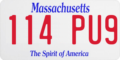 MA license plate 114PU9