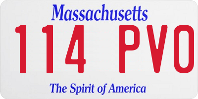 MA license plate 114PV0