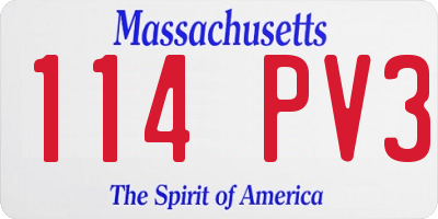 MA license plate 114PV3
