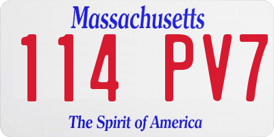 MA license plate 114PV7
