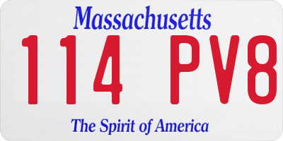 MA license plate 114PV8