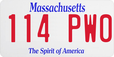 MA license plate 114PW0