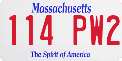 MA license plate 114PW2
