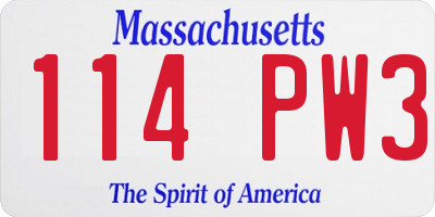 MA license plate 114PW3