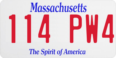 MA license plate 114PW4
