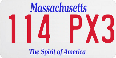 MA license plate 114PX3