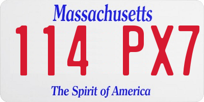 MA license plate 114PX7