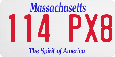 MA license plate 114PX8
